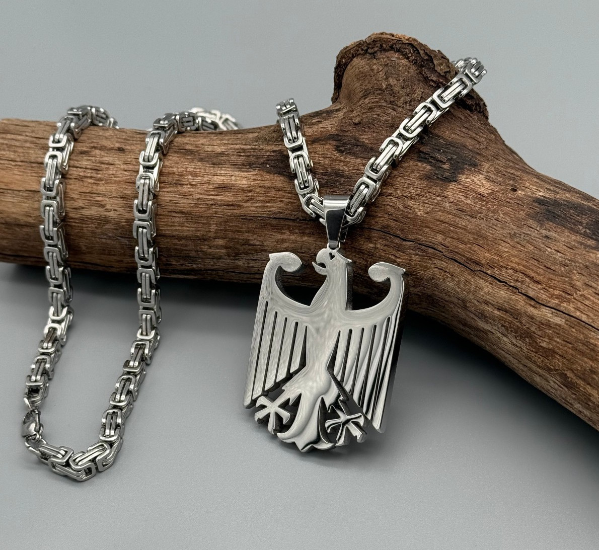Mächtiger Anhänger Adler Deutschland Bundesadler mit Königskette 60cm Edelstahl