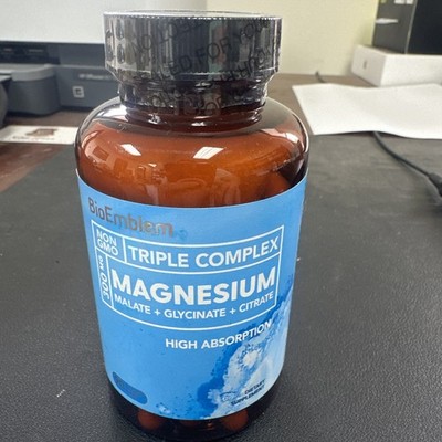 Triple Magnesium Complex | 300mg Magnesium Glycinate, Malate & Citrate Exp 3/27
