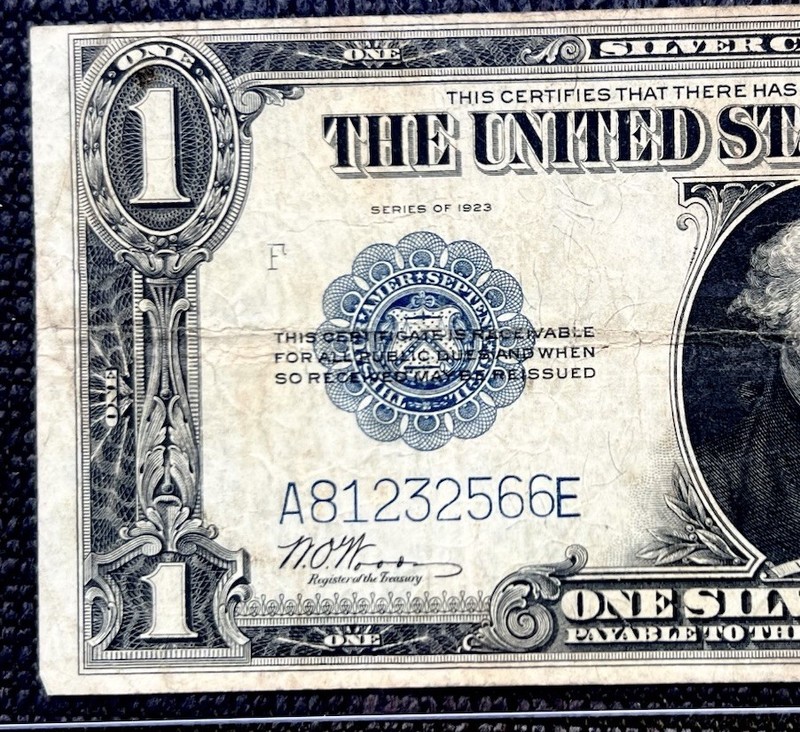 1923 $1 One Dollar Silver Certificate Note Horse Blanket Large Size Banknote.
