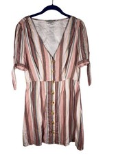 Charlotte Russe Striped Shirt Dress Red M Boho Indie Folk Colorful Y2K Earthy