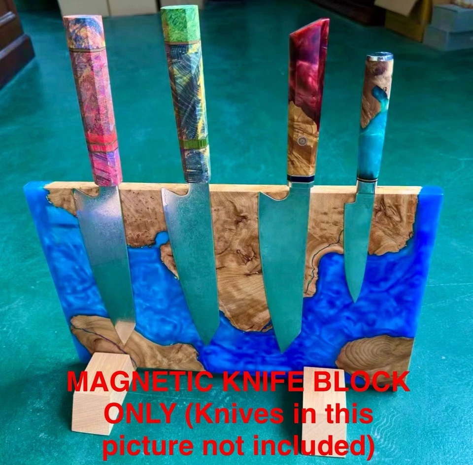 ✅ PREMIUM 73 Layer Japanese Damascus Blue Resin 11pc Knife Set & Magnetic Block - Image 4 of 4