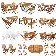 Solid Acacia Wood Garden Table Chair Set Kitchen Furniture Folding Dining Set