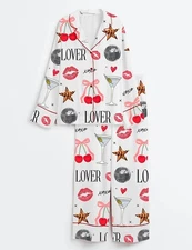 Retro Valentine’s Disco Lover Short Sleeve Satin Pajama Set