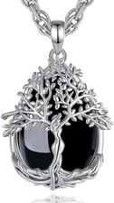 Collana Albero Della Vita Donna Con Cristallo, Ciondolo Albero Della Vita Con Pi