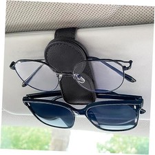 Sunglasses Holder for Car Visor, Magnetic Leather Sunglass 1 Pack black