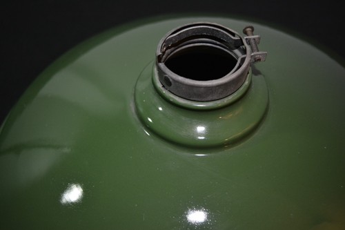 Plafoniera industriale smaltata porcellana antica paralume (2) verde 12" - Foto 4 di 10