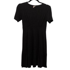 ASOS Solid Black Round Neck Short Sleeve Fit & Flare Mini Dress Size 6