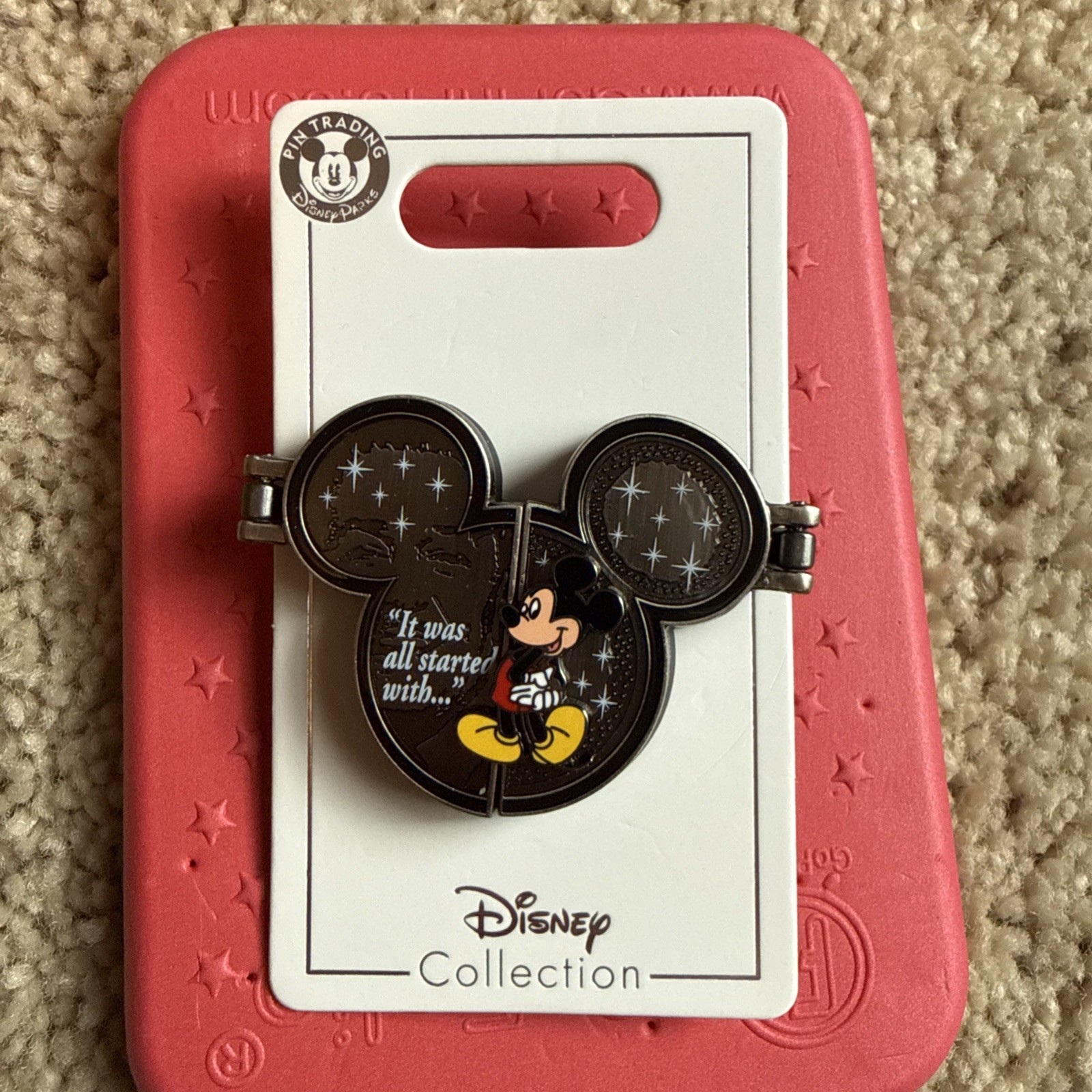 Disney Parks Walt Pin - Mickey Mouse It Was All Started With.... Hinged Pin NEW