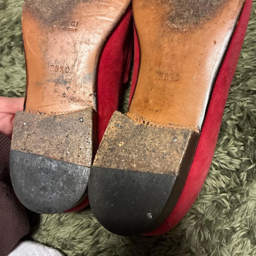 GUCCI Women's Loafers Horsebit Suede Red EU36.5/US6.5 120230c thumbnail 9