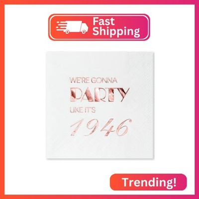 Crisky 80th Birthday Cocktail Napkins Rose Gold for Women 80th Birthday Party De