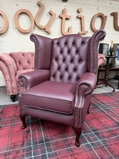 leather Chesterfield wing back chair