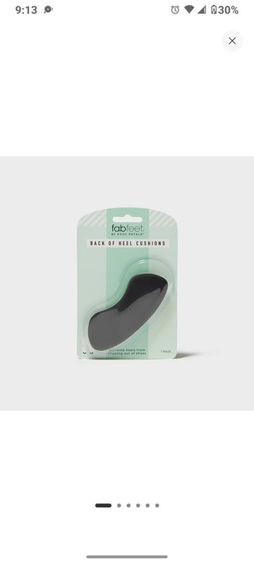 NEW Fab Feet By Foot Petals Back Of Heel Cushions 1 One Pair Black  NIP