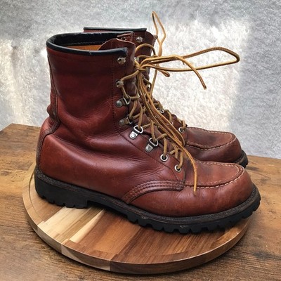 Vintage Red Wing Irish Setter Moc Toe Boots Mens 9.5B Brown Leather USA Made