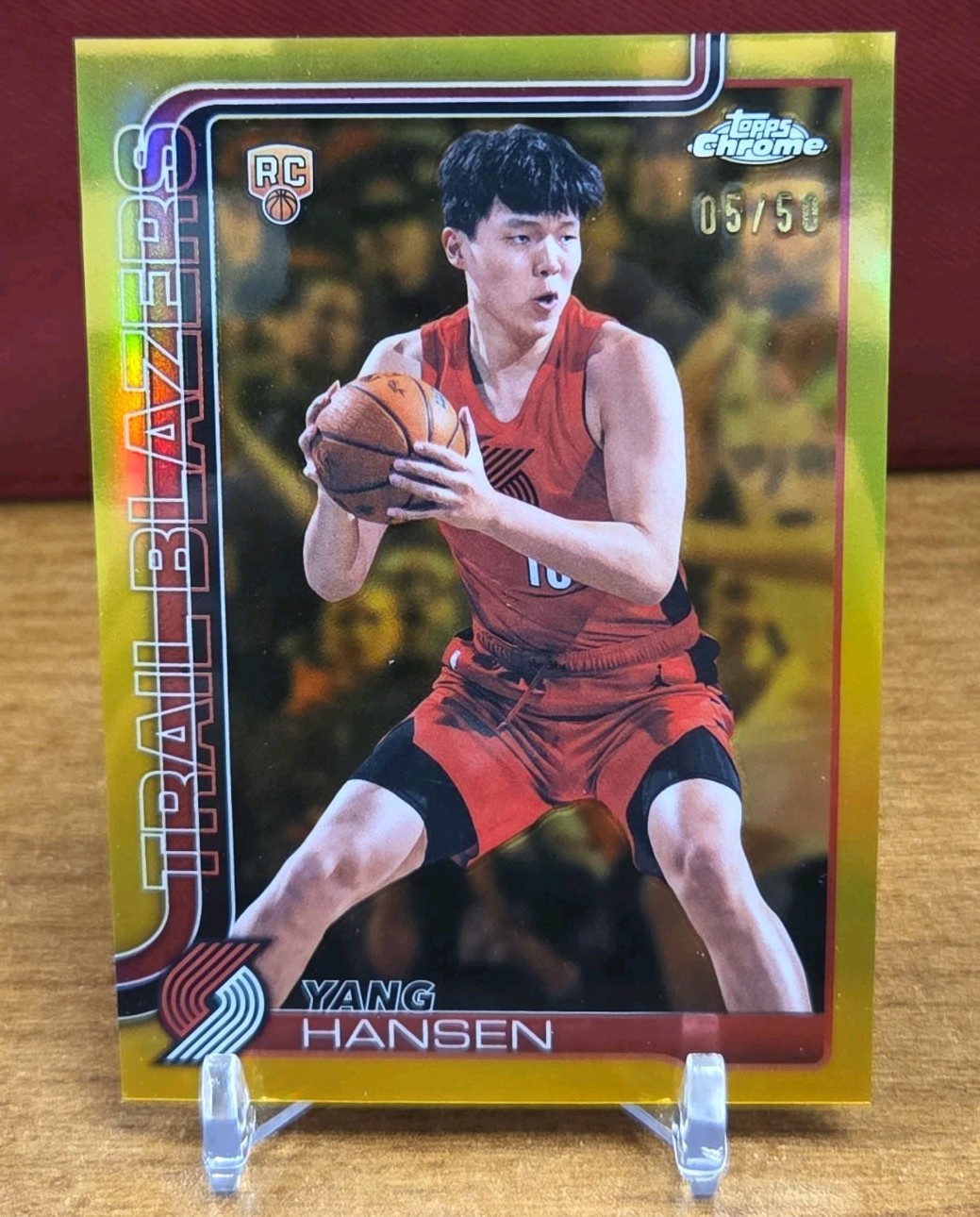 2025-26 Topps Chrome Update YANG HANSEN True GOLD RC ROOKIE /50 BLAZERS #166