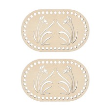 Oval Wood Basket Bottom Crochet Base Bag Shaper Grass Pattern 2 PCS