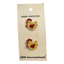 Botones de esmalte de gallina de pollo pintados a mano JHB International de colección 90021 Corea