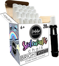 Jumbo White Sidewalk Chalk - Pack of 20 - Ergonomic Easy-Grip Sidewalk Chalk for