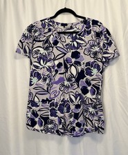 Grey's Anatomy Purple Floral Women's XL Scrub Top
