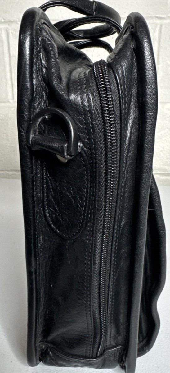 WINN INTERNATIONAL Black Leather Hand Cross Body Briefcase Bag View 6