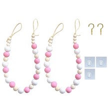 Ochine Wood Bead Curtain Tiebacks, Set of 2 Curtain Holdbacks for Window Draperi
