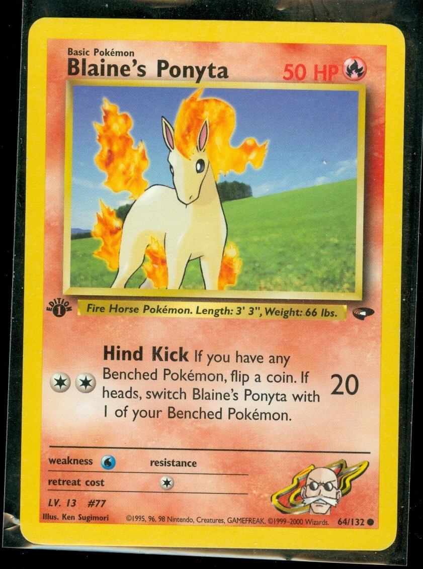 Pokemon BLAINE'S PONYTA 64/132 1st Edition Gym Challenge - NEAR MINT