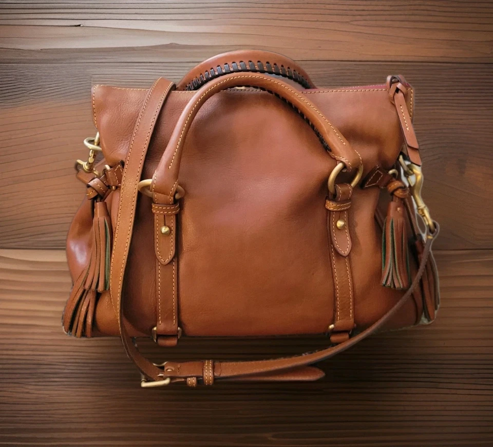 Dooney Bourke Lrg Florentine Leather Women's Satchel Bag Natural Gold Hardware - Image 4 of 4