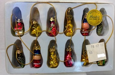 Mini MeraVic Glass Ornaments Vintage (x12) 1  Santa Star Nutcracker & More 1980s