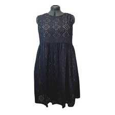Suzanne Betro Navy Lace Sleeveless Babydoll Dress Size 1X Fully lined Boho
