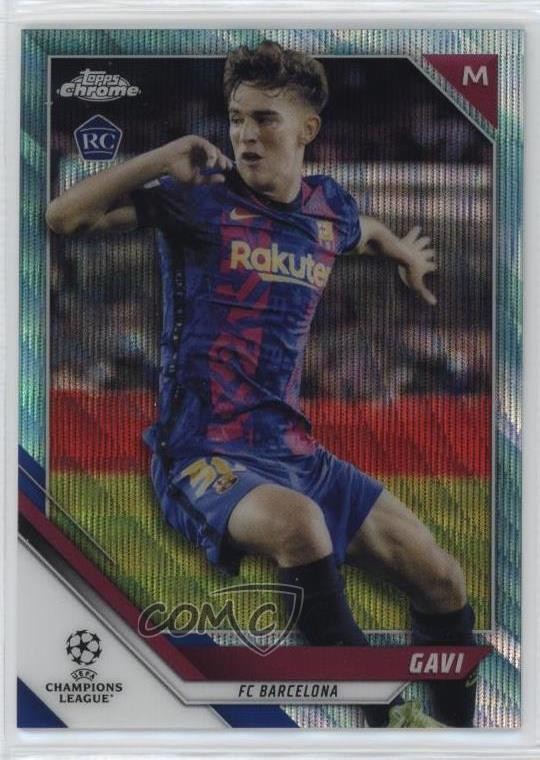 2021-22 Topps Chrome UCL Aqua Wave Refractor 111/199 Gavi #25 Rookie RC 0c9f