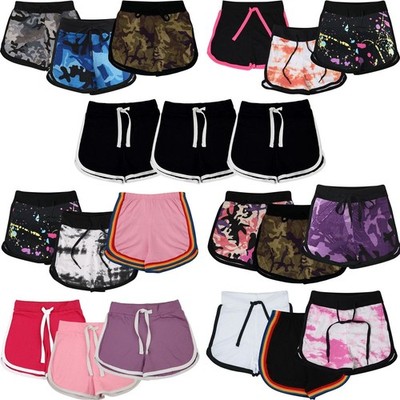 Kids Girls Shorts Contrast Athletic Gym Wear Dance Sports Summer Hot Short Pants
