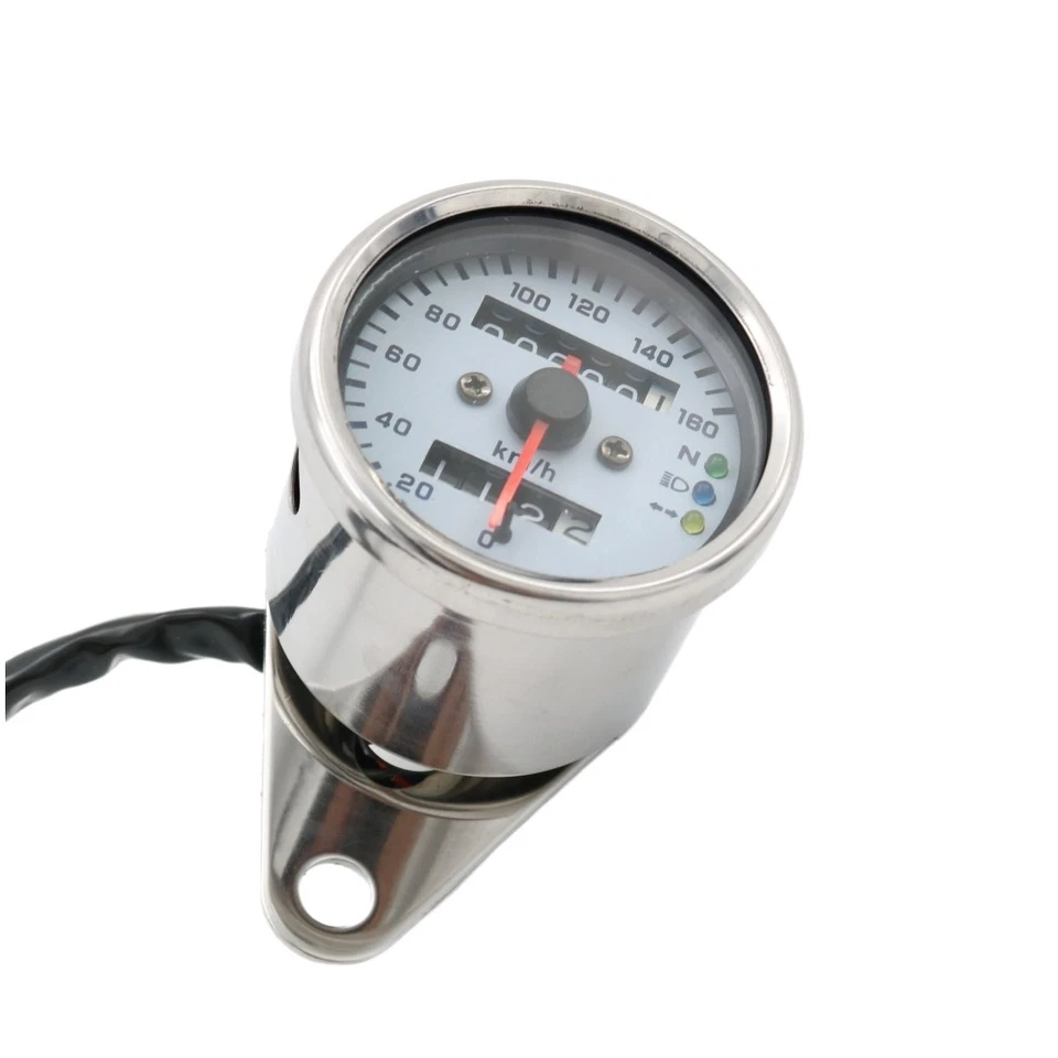 Medidor de velocidad LED universal cromado para moto 0-160KMH 12V Foto 3 de 4