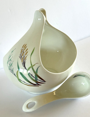 Hallcraft Prairie Grass Eva Zeisel Gravy Boat & Ladle Sweet Grass