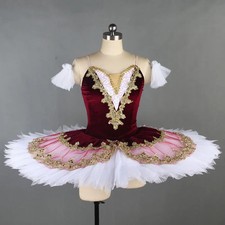 Children Ballet Tutu Kids Girls Red Ballet Dance Clothes Pancake Ballerina Dress