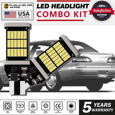2X T15 921 912 LED Reverse Backup Light Bulbs W16W 916 6500K Super Bright White