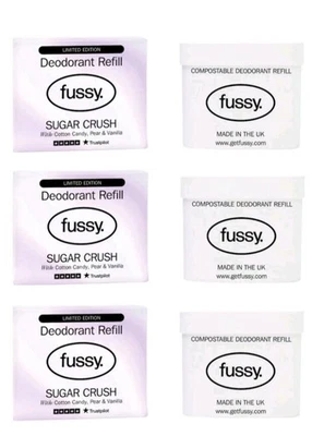 3x Fussy Sugar Crush 🩷🍓Deodorant Refill Raspberry Pear Vanilla Limited Edition