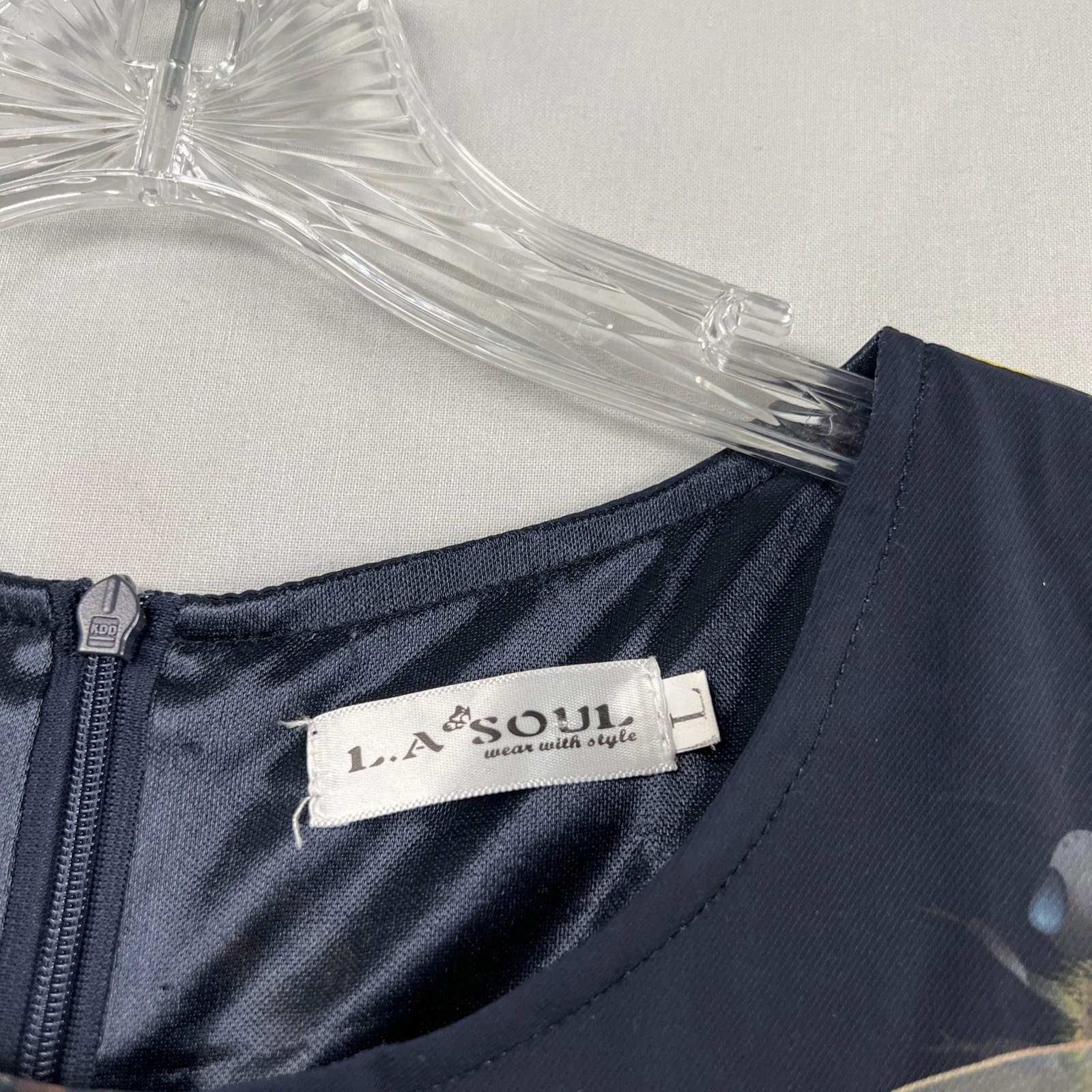 VETEMENTS Abito LA Soul Bumble Bee taglia grande festa blu navy preppy cottage stravagante