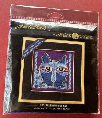 MILL HILL LAUREL BURCH ''WILD BLUE CAT'' BEADED ACCENT COUNTED CROSS STITCH KIT