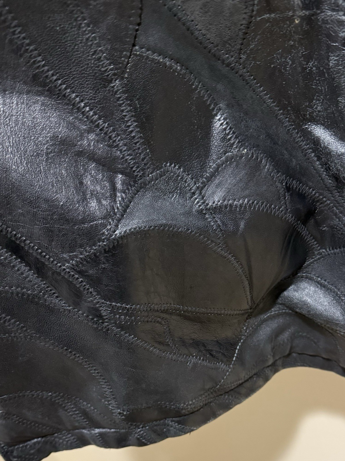 90s Leather Mosaic Patchwork Jacket Coat Italian … - image 15