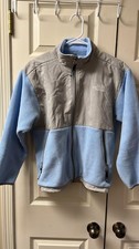 The North Face Denali Blue gray Full Zip Plush Fleece Winter Coat Jacket Girls L