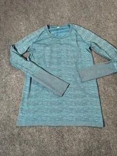 Lululemon Swiftly Tech Shirt Womens 12 Blue Teal Long Sleeve Running Top Workout