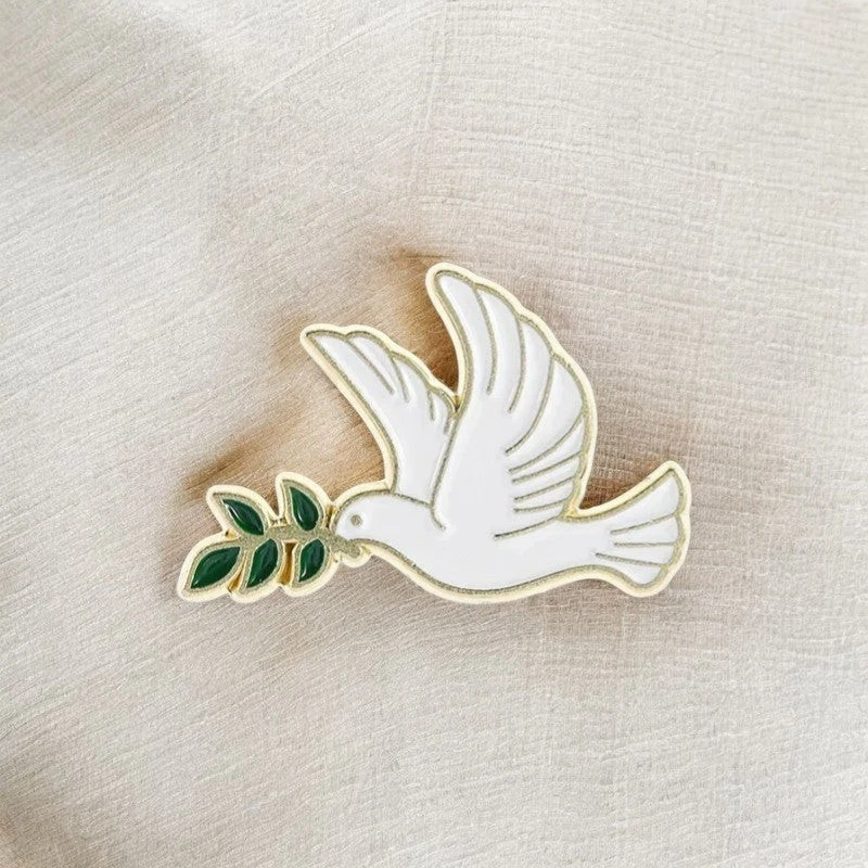 Peace Dove Funny Enamel Pin – Minimalist Bird Lapel Pin, Olive Branch Gift, - Image 4 of 4