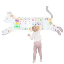 Cat Activity Wall Busy Board Panels, Toddler Learning Activity Center, Montes...