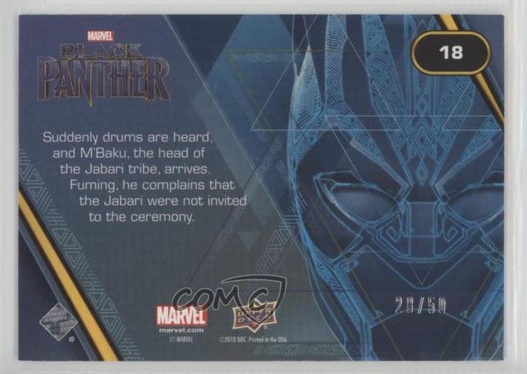 2018 Upper Deck Marvel Black Panther Indigo 28/50 The Jabari Arrive #18 z9c thumbnail 2