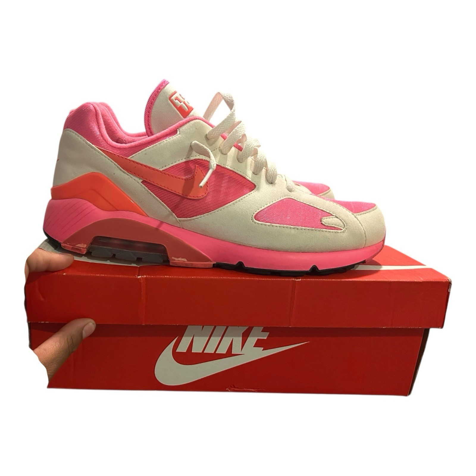 OFF WHITE X NIKE Nike x Comme Des Garçons Air Max 180 Off White Rosa AO4641 600 Uomo Taglia 11