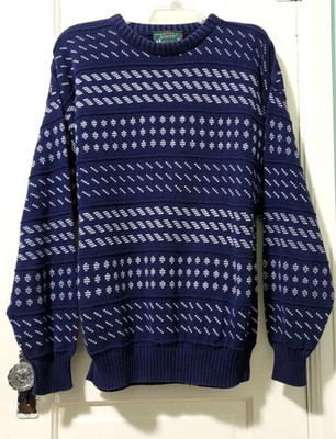 FLASH SALE!! VINTAGE Mens Lord Jeff The Sailor XL Sweater Blue White 100% COTTON
