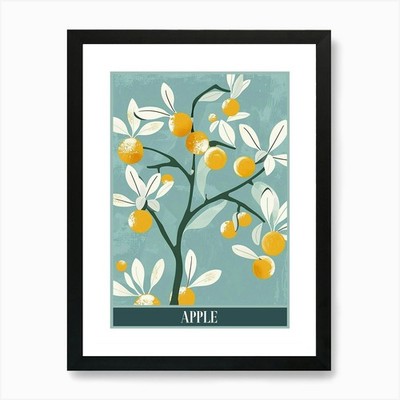 Apple Tree Flat Illustration 3 Post Framed Wall Art Poster Canvas Print Picture