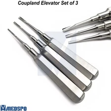 Set of 3 Dental Coupland Root Elevators Tooth Extraction Oral Surgery Instrument