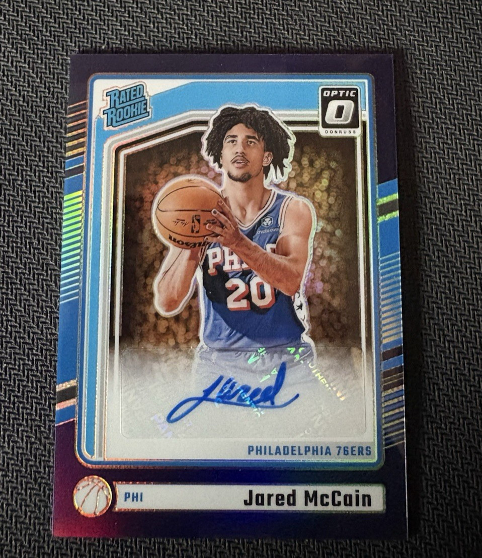 2024-25 Panini Donruss Optic Jared Mccain #313 RC Auto Rated Rookie Purple