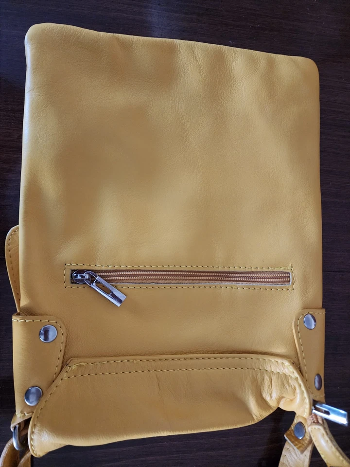 Vera Pelle Leather Purse Cross Body Mustard Yellow NWOT - Image 2 of 4