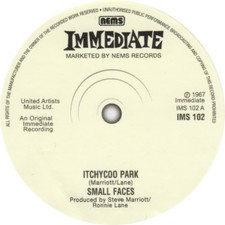 Small Faces Itchycoo Park record label vinyl sticker. Immediate Records